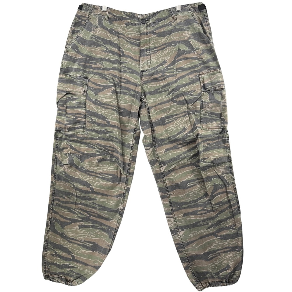 Unbranded Cargo Trousers Mens XL 40x31 Tiger Stripe Camo Ripstop Cotton Pants